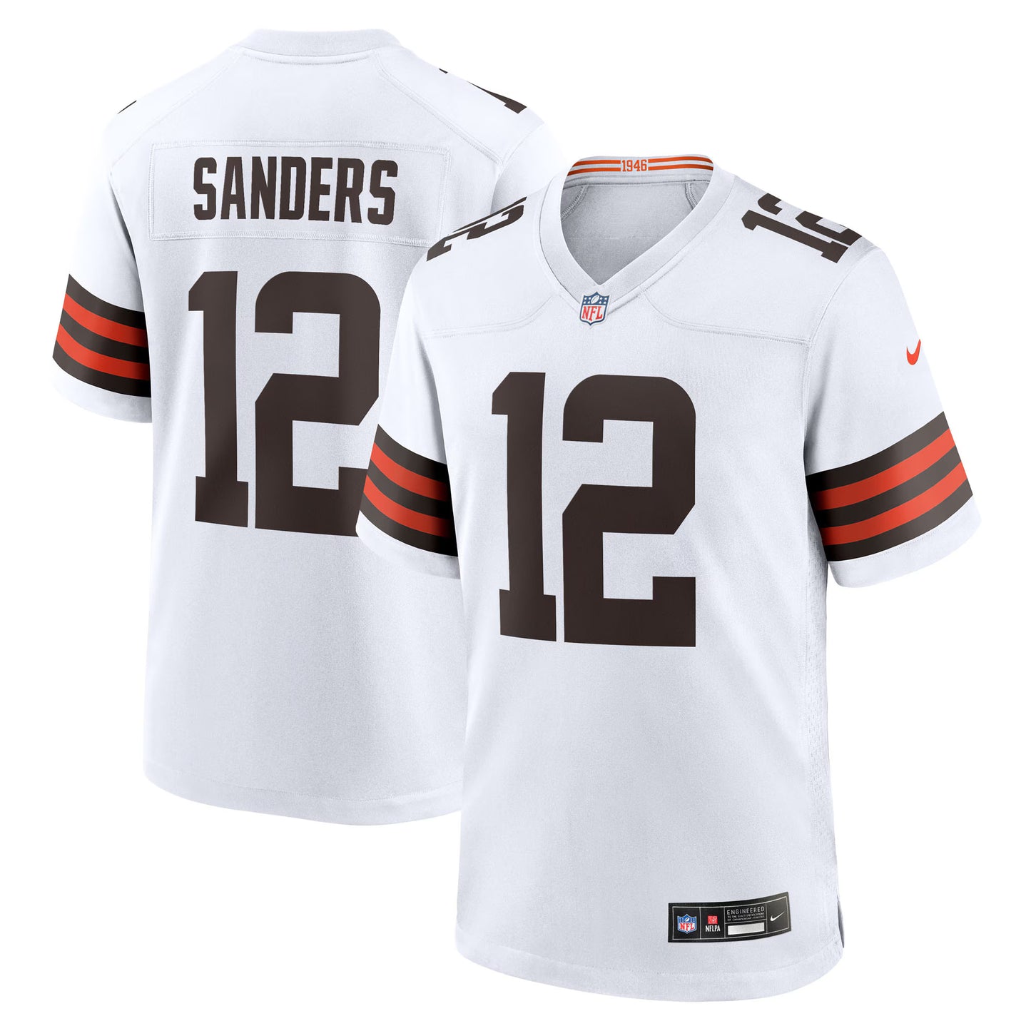 Cleveland Browns Shedeur Sanders White 2025 NFL Draft Game Jersey