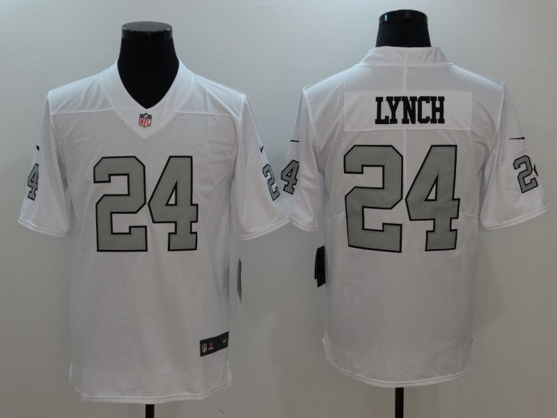 Men's Oakland Raiders Marshawn Lynch Jersey -  White-Silver Numbers