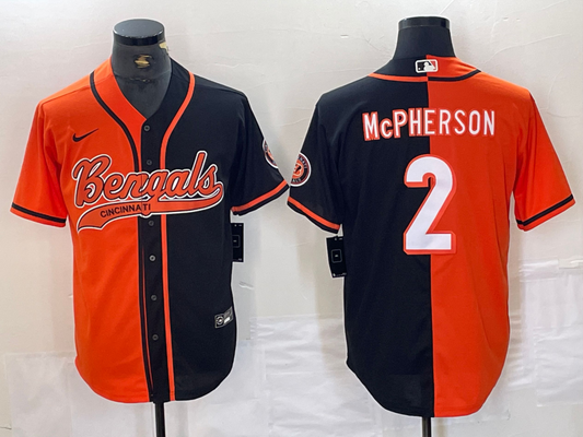 Men's Cincinnati Bengals Evan McPherson #2 Orange/Black Game Player Jersey1 Joint Edition