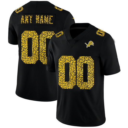 Custom1 Detroit Lions Leopard Print Fashion Vapor Limited Jersey1 Black Stitched American Football Jerseys
