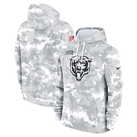Men's Chicago Bears Arctic Camo 2024 Salute to Service Club Fleece Pullover Hoodie1