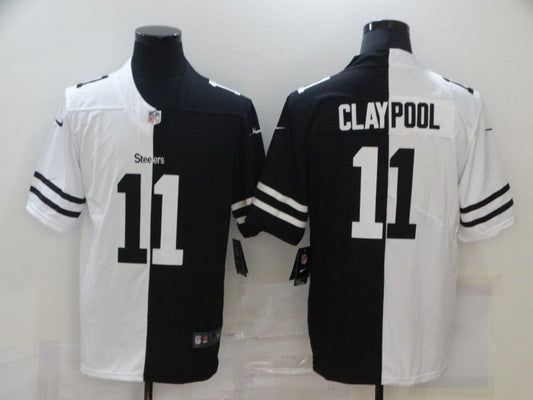 Men's Pittsburgh Steelers Chase Claypool #11 Black/White Game Jersey1