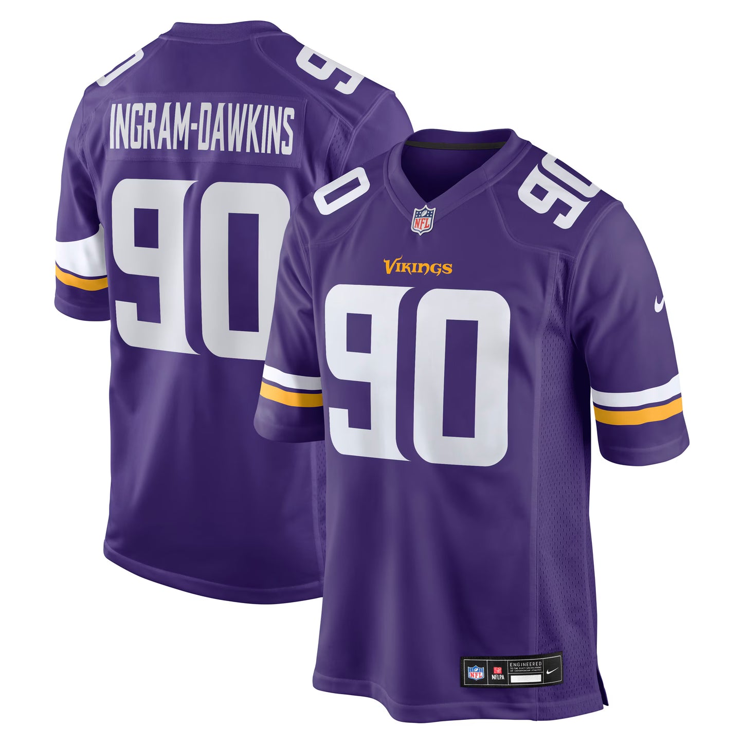 Minnesota Vikings Tyrion Ingram-Dawkins Purple Team Game Jersey
