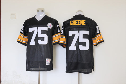 Men's Pittsburgh Steelers Joe Greene Mitchell & Ness Black Legacy Replica Jersey1