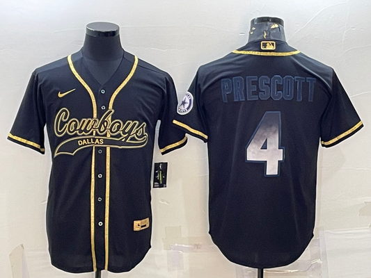 Men's Dallas Cowboys Dak Prescott #4 Black Game Jersey1 Joint Edition