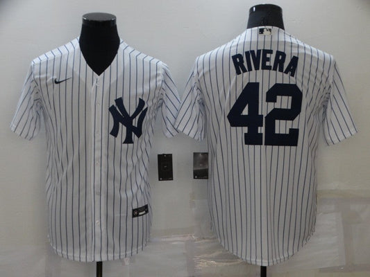 Men's New York Yankees Mariano Rivera #42 White Replica Baseball Jersey1