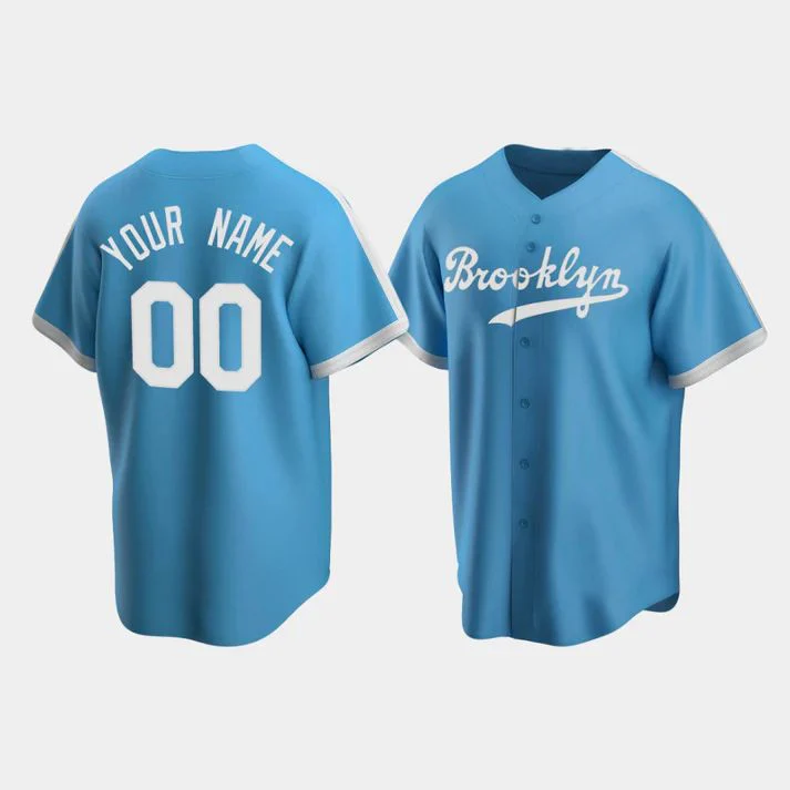 Men's Los Angeles Dodgers Light Blue Alternate Cooperstown Collection Custom Jersey1