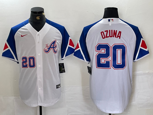 Men's Atlanta Braves Marcell Ozuna #20 White City Connect Limited Player Jersey1