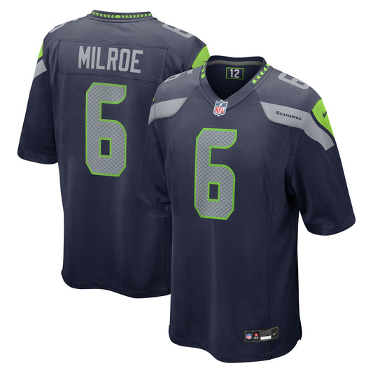 Seattle Seahawks Jalen Milroe College Navy 2025 NFL Draft Game Jersey