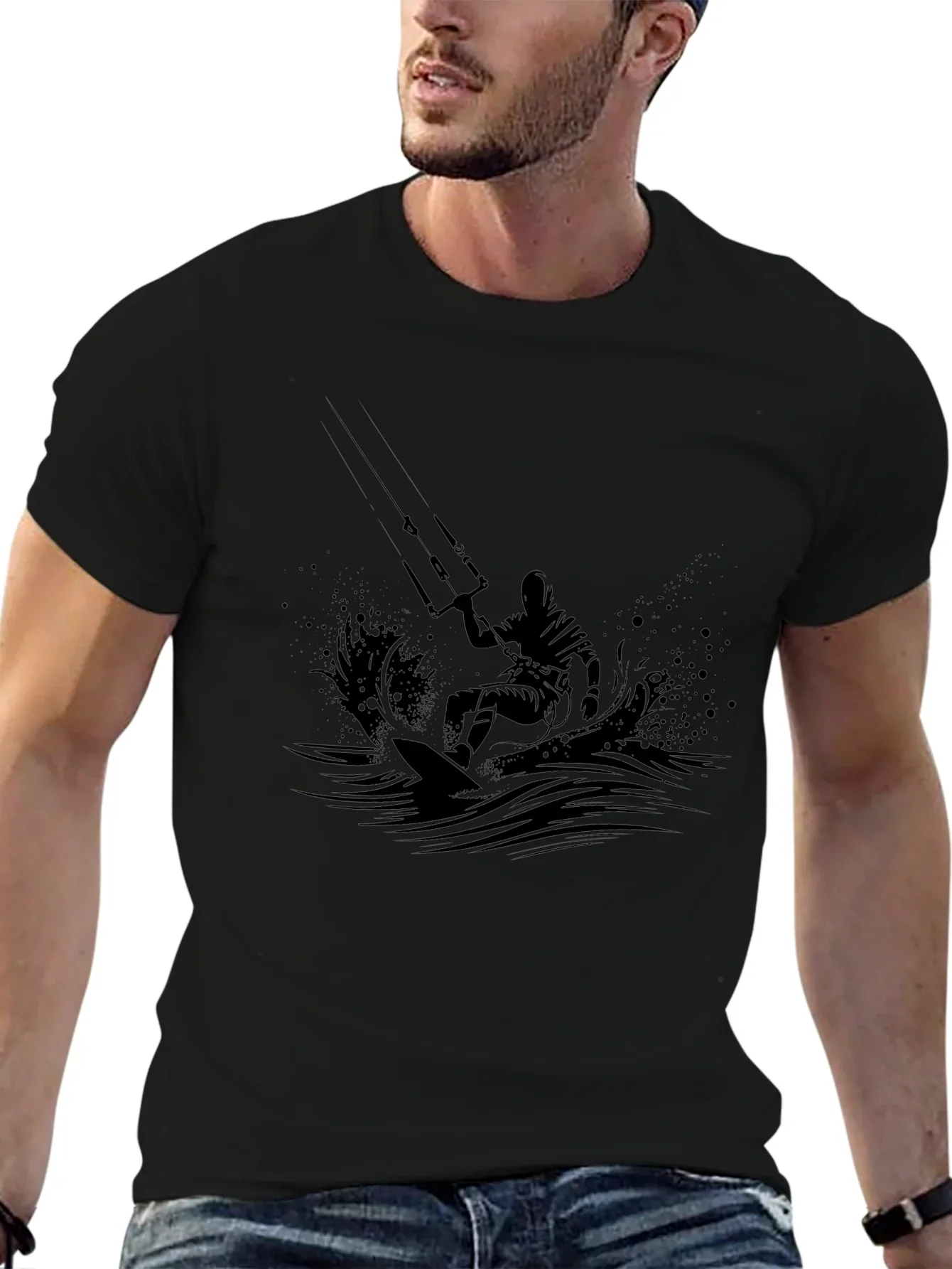 Kitesurfing Silhouette T-Shirt - Black