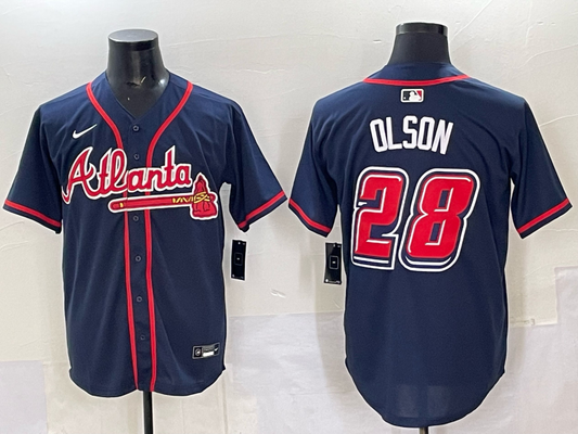 Men's Atlanta Braves Matt Olson #28 Navy 2025 MLB Speedway Classic Alternate Limited Jersey