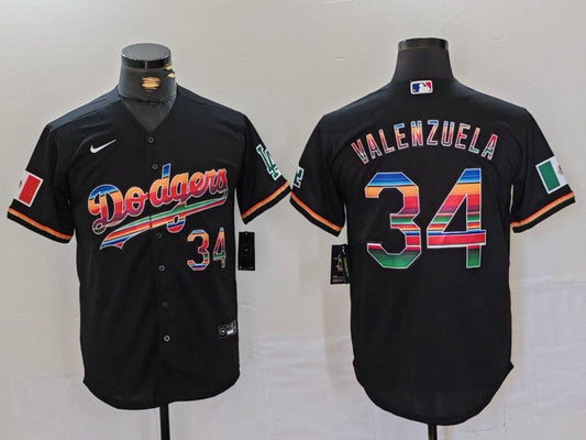 Men's Los Angeles Dodgers Fernando Valenzuela #34 Black Game jersey