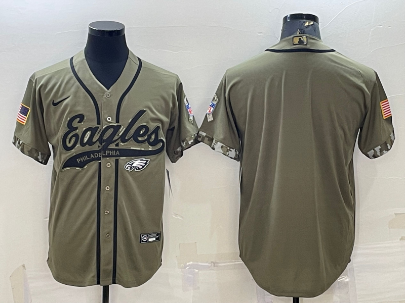 Men's Philadelphia Eagles Olive 2022 Salute To Service Limited Blank jersey