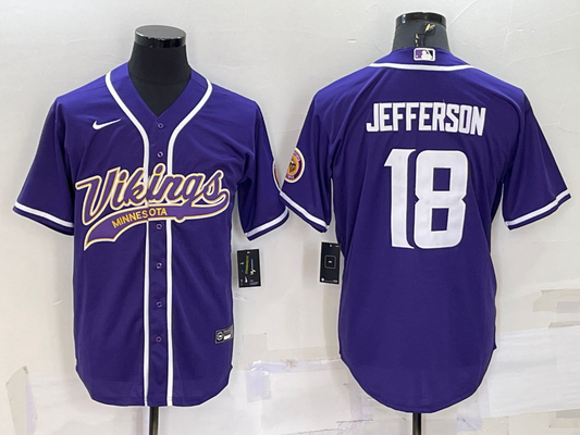 Men's Minnesota Vikings Justin Jefferson #18 Purple Game jersey Joint Edition