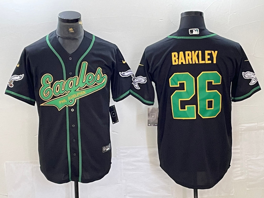 Men's Philadelphia Eagles Saquon Barkley #26 Black Game jersey Joint Edition