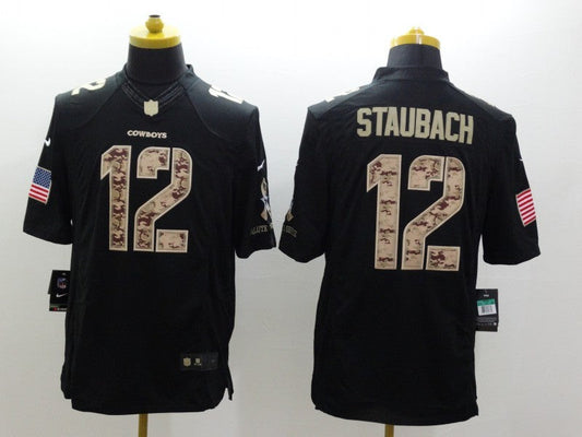 Men's Dallas Cowboys Roger Staubach #12 Black Game Player Jersey1