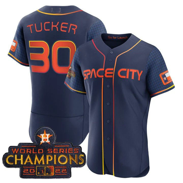 #30 Kyle Tucker Houston Astros blue 2023 SPACE CITY CHAMPIONS FLEX JERSEY C ALL STITCHED Baseball Jerseys