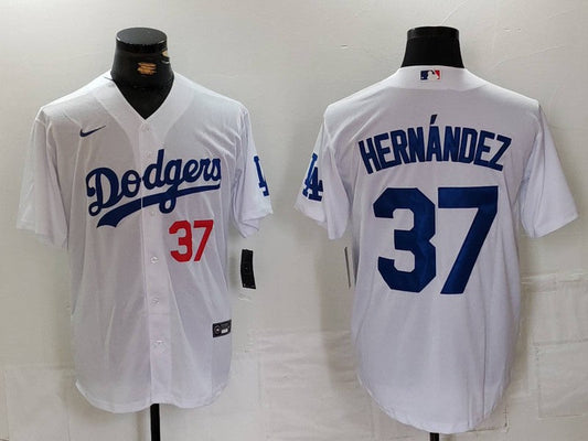 Men's Los Angeles Dodgers Teoscar Hernandez #37 White Home Limited Player Jersey1