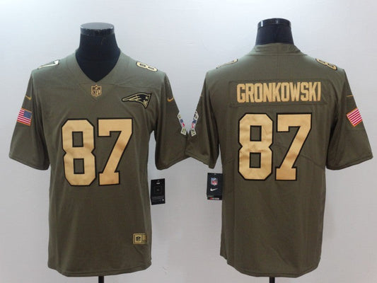 Men's New England Patriots Rob Gronkowski #87 Brown Game Player Jersey1