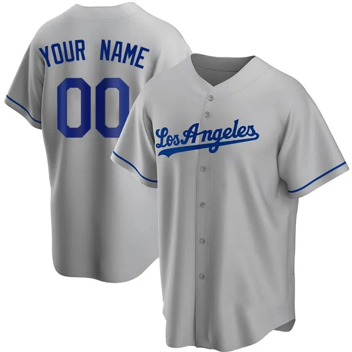 Men's Los Angeles Dodgers Gray Replica Custom Jersey1