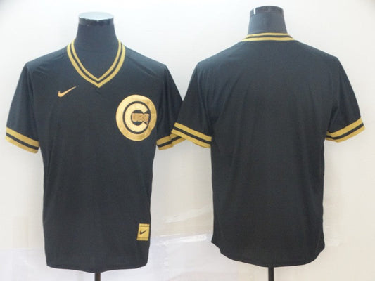 Men's Chicago Cubs Black Blank Replica Jersey1