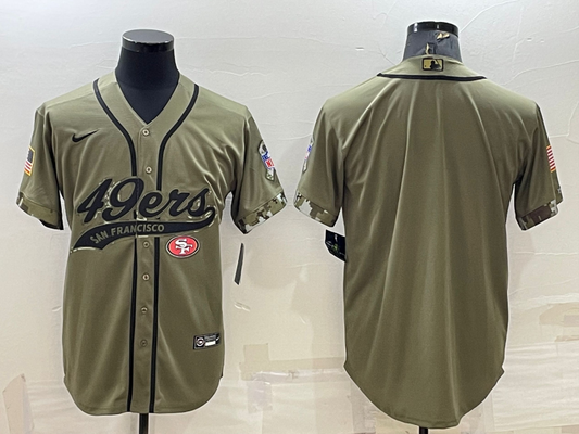 Men's San Francisco 49ers Olive 2022 Salute To Service Retired Player Limited Blank Jersey1