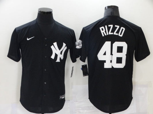 Men's New York Yankees Anthony Rizzo #48 Black Replica Baseball Jersey1