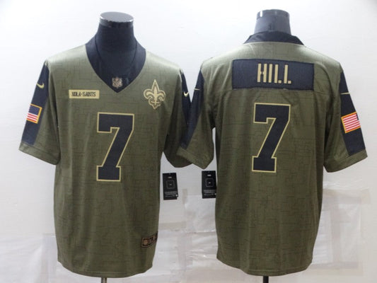 Men's New Orleans Saints Taysom Hill #7 Brown Game Jersey1