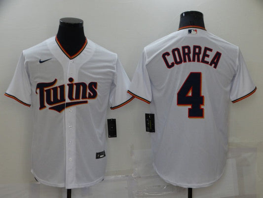 Men's Minnesota Twins Carlos Correa #4 White Replica Baseball Jersey1