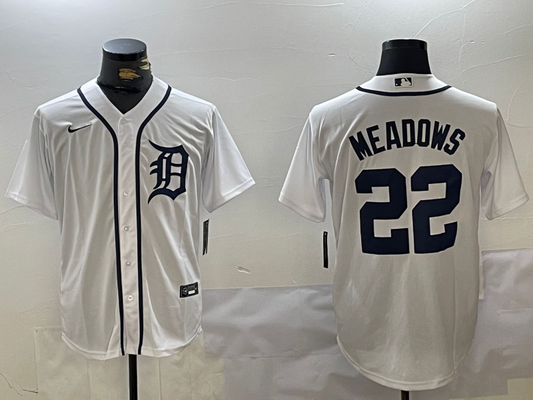 Men's Detroit Tigers Parker Meadows #22 White Home Limited Player Jersey1