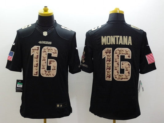 Men's San Francisco 49ers Joe Montana #16 Black Alternate Game Jersey1