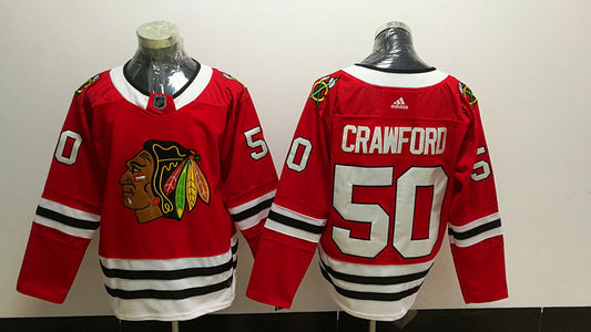 Men's Chicago Blackhawks Corey Crawford #50 Red Home Breakaway Player jersey