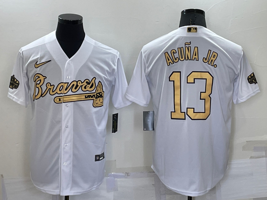 Men's Atlanta Braves Ronald Acuna Jr. #13 White Stitched jersey