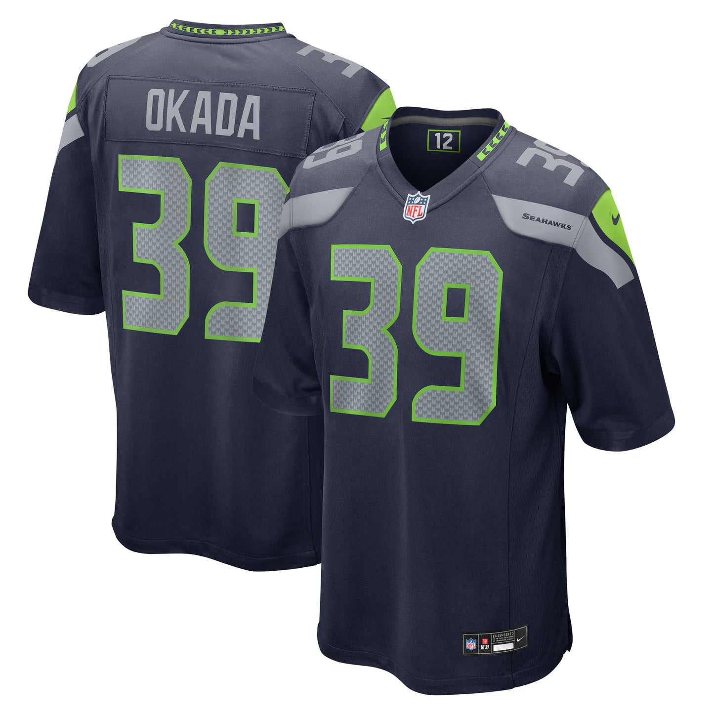Seattle Seahawks Ty Okada College Navy Team Game Jersey