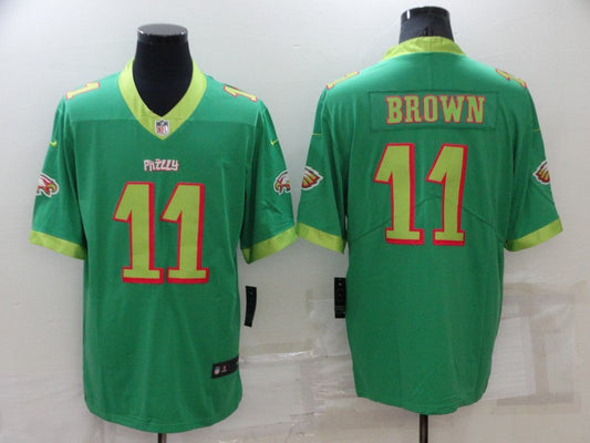 Men's Philadelphia Eagles A.J. Brown #11 Kelly Green City Edition Game Jersey1