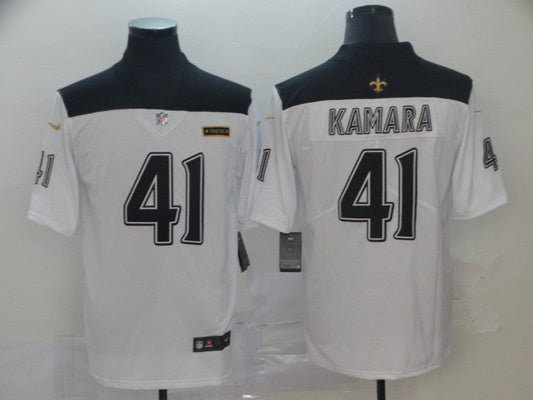 Men's New Orleans Saints Alvin Kamara #41 White City Edition Game Jersey1