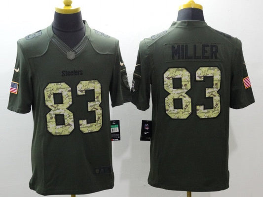 Men's Pittsburgh Steelers Heath Miller #83 Army Green Game Jersey1