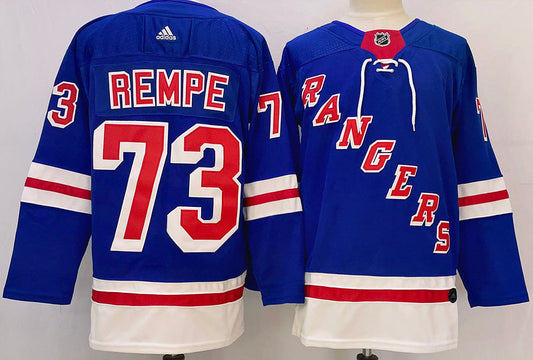 Men's New York Rangers Matt Rempe #73 Blue Player Jersey1
