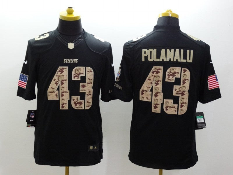 Men's Pittsburgh Steelers Troy Polamalu #43 Black Authentic Game Jersey1