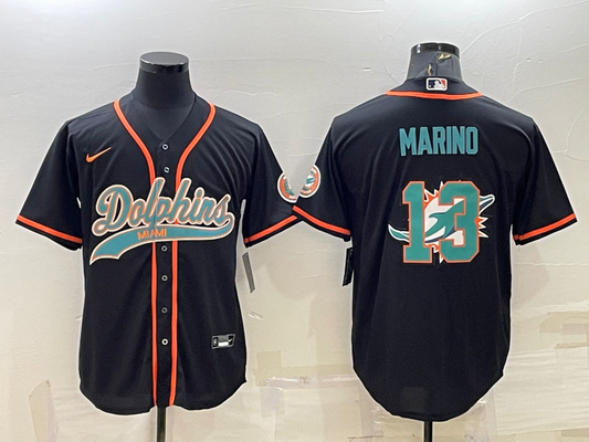 Men's Miami Dolphins Dan Marino #13 Black Player jersey Joint Edition