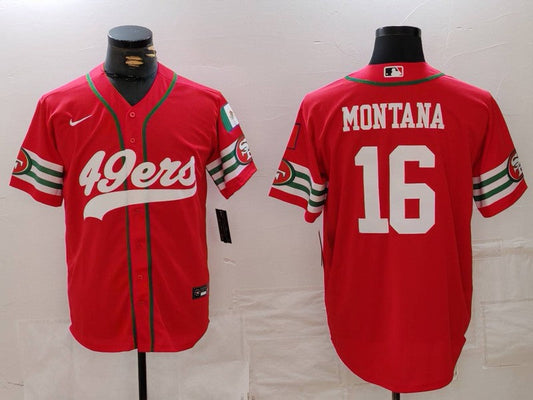 Men's San Francisco 49ers Joe Montana #16 Scarlet Game Player jersey