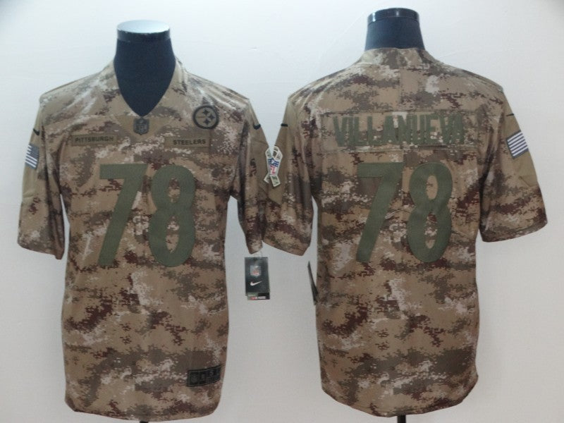 Men's Pittsburgh Steelers Alejandro Villanueva #78 Camouflage Game Jersey1