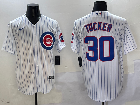 Men's Chicago Cubs Kyle Tucker #30 White Home Replica Player Jersey