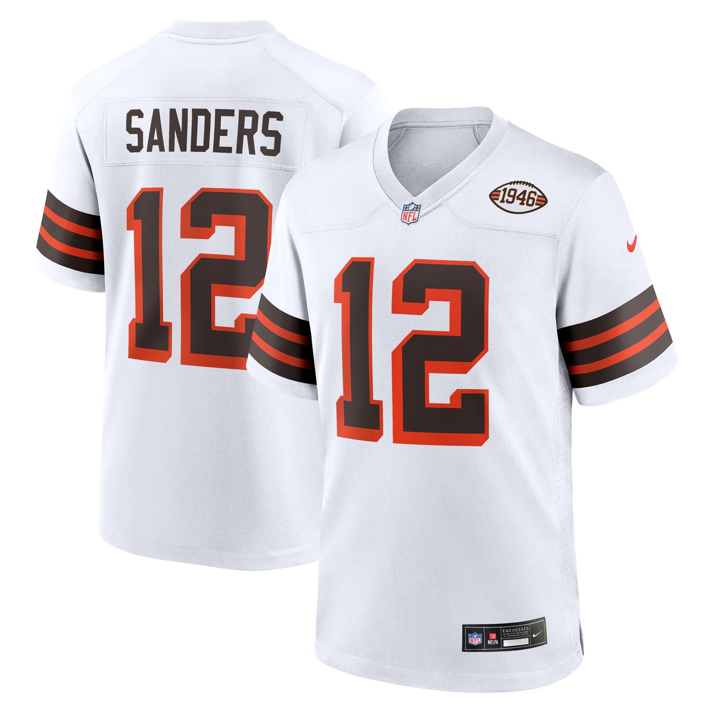 Cleveland Browns Shedeur Sanders White 2025 NFL Draft 2nd Alternate Game Jersey