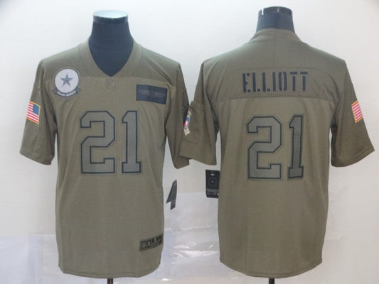 Men's Dallas Cowboys Ezekiel Elliott #21 Brown Game Jersey1
