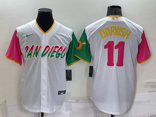 Men's San Diego Padres Yu Darvish #11 White Player Stitched jersey