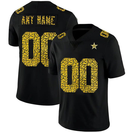 Custom1 Dallas Cowboys Jersey1 Black Limited Fashion Vapor Leopard Print Stitched  Football Jerseys