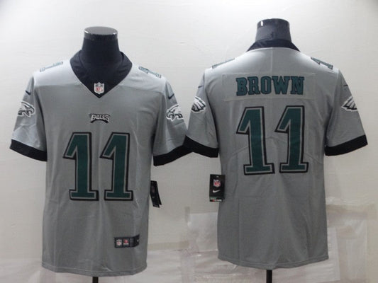 Men's Philadelphia Eagles A.J. Brown #11 Gray Inverted Game Jersey1