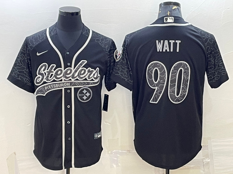 Men's Pittsburgh Steelers T.J. Watt #90 Black Retired Player RFLCTV Limited jersey Joint edition