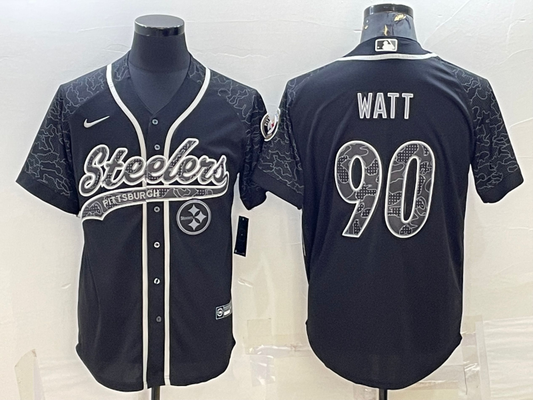 Men's Pittsburgh Steelers T.J. Watt #90 Black Retired Player RFLCTV Limited jersey Joint edition